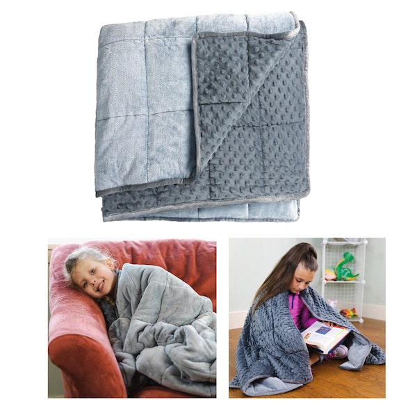 Bouncybands Sensory Weighted Dual Texture Shoulder Wrap for Kids, 40in. x 12in. LPWR5GY - main